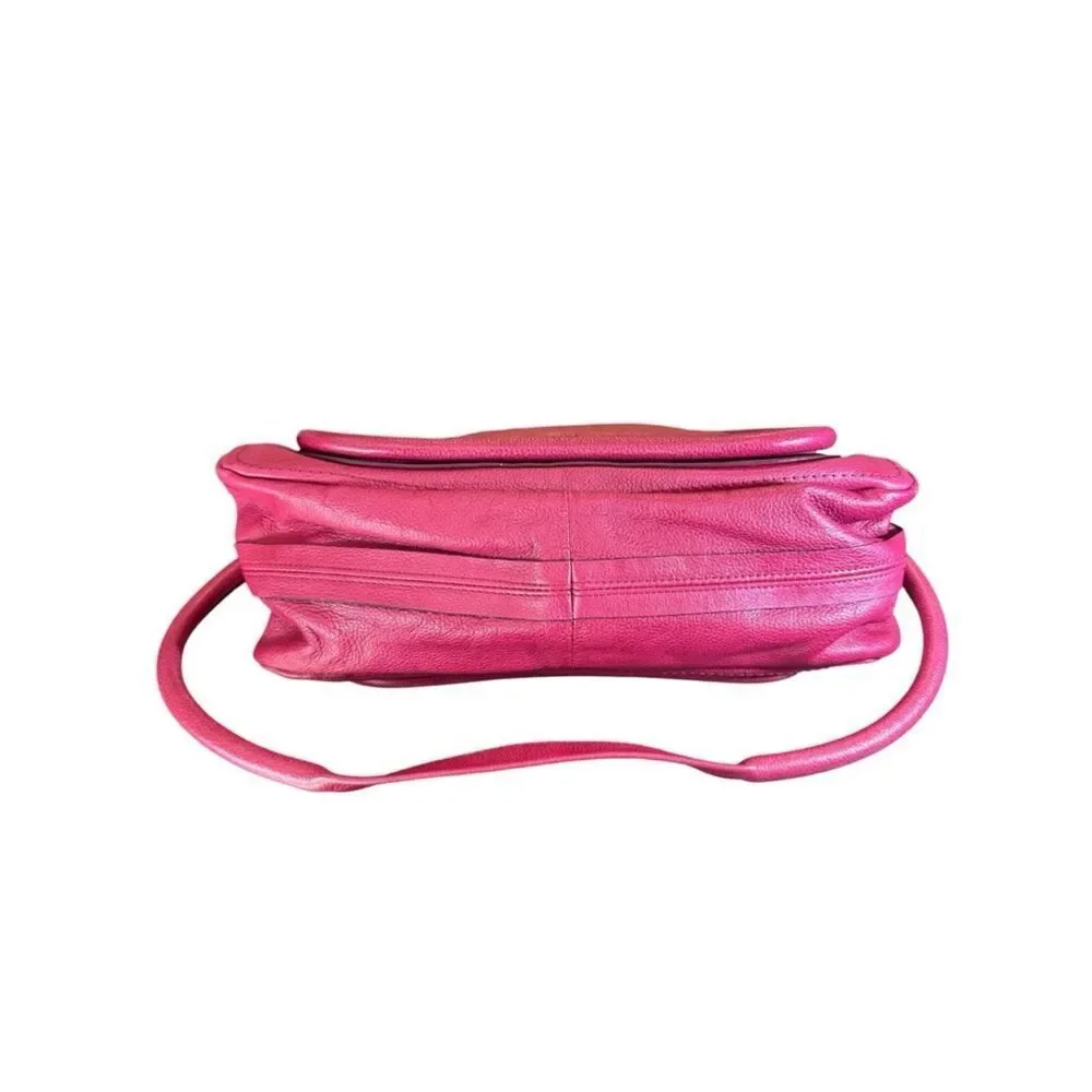 Chloe Fuchsia Pink Leather Medium Paraty 2way Satchel with Charm Auth